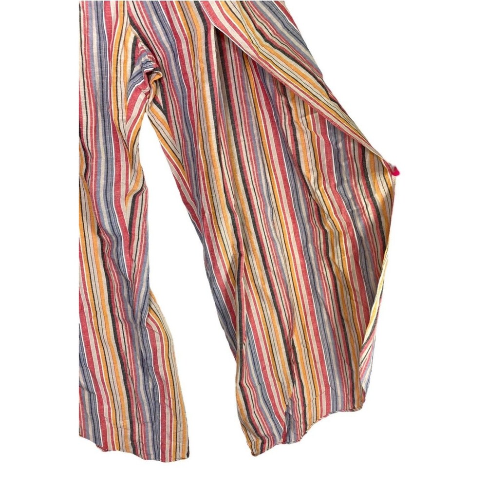 Drew Anthropologie Jumpsuit Womens Medium Pink Linen Striped Strapless Emerson - Picture 3 of 10